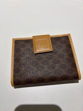 Celine Brown Monogram Wallet with Tan Trim